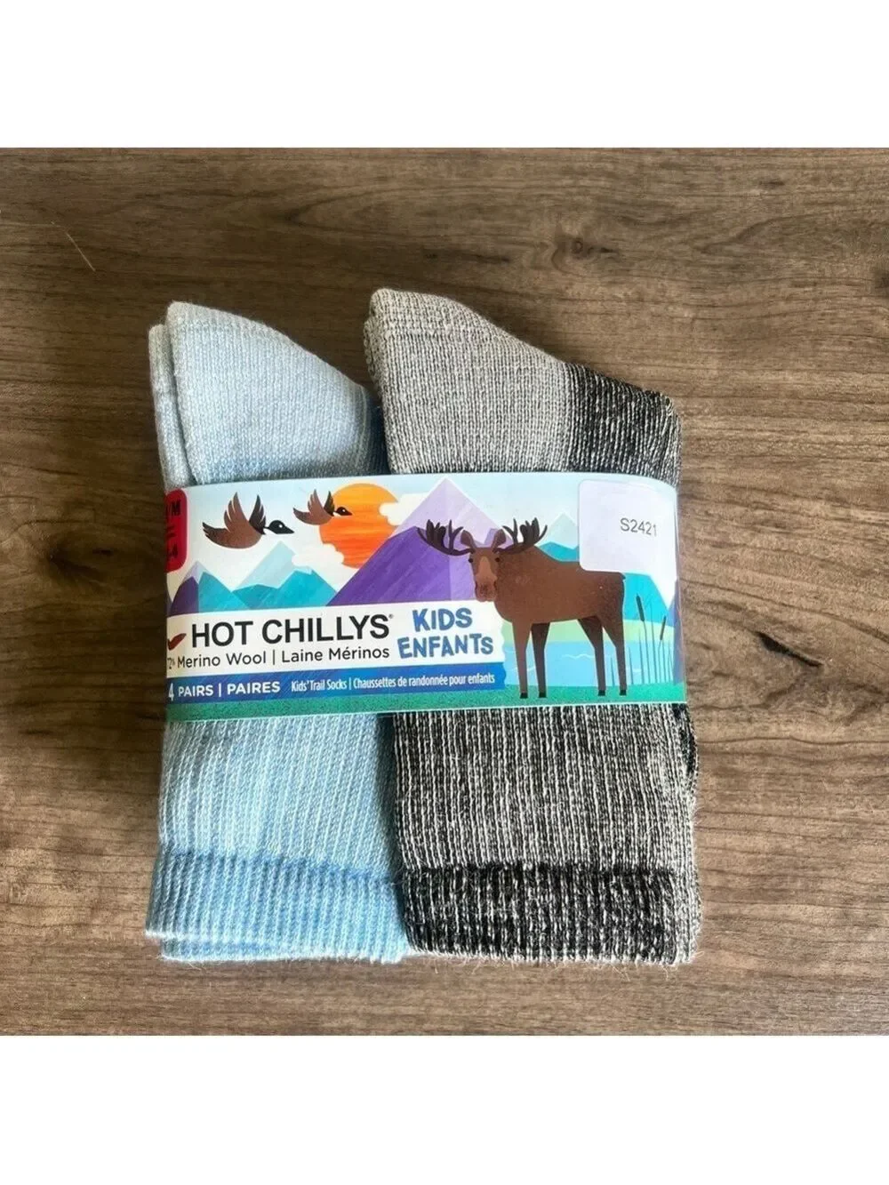 Hot Chillys 72% Merino Wool 4 Pack Youth Trail Sock Size Small 7 – 11